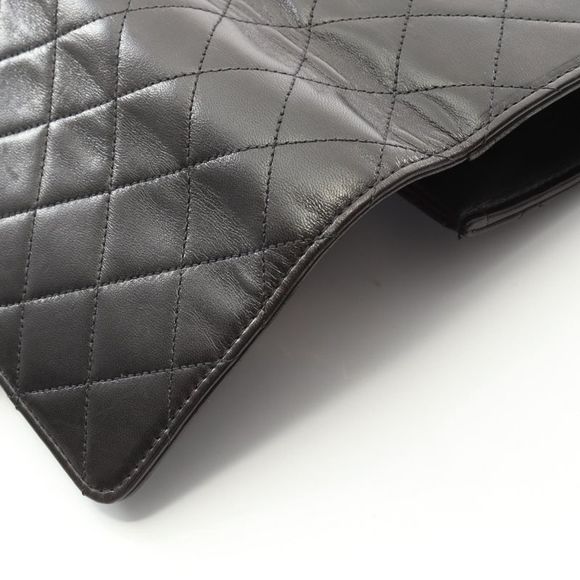 Chanel Shoulder Bag Matelasse Single Flap Black Lambskin Matelasse Push Lock - Picture 10 of 10